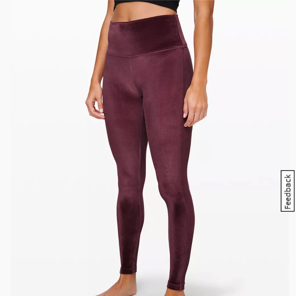 Velvet-like lululemon leggins maroon size 2. Like new